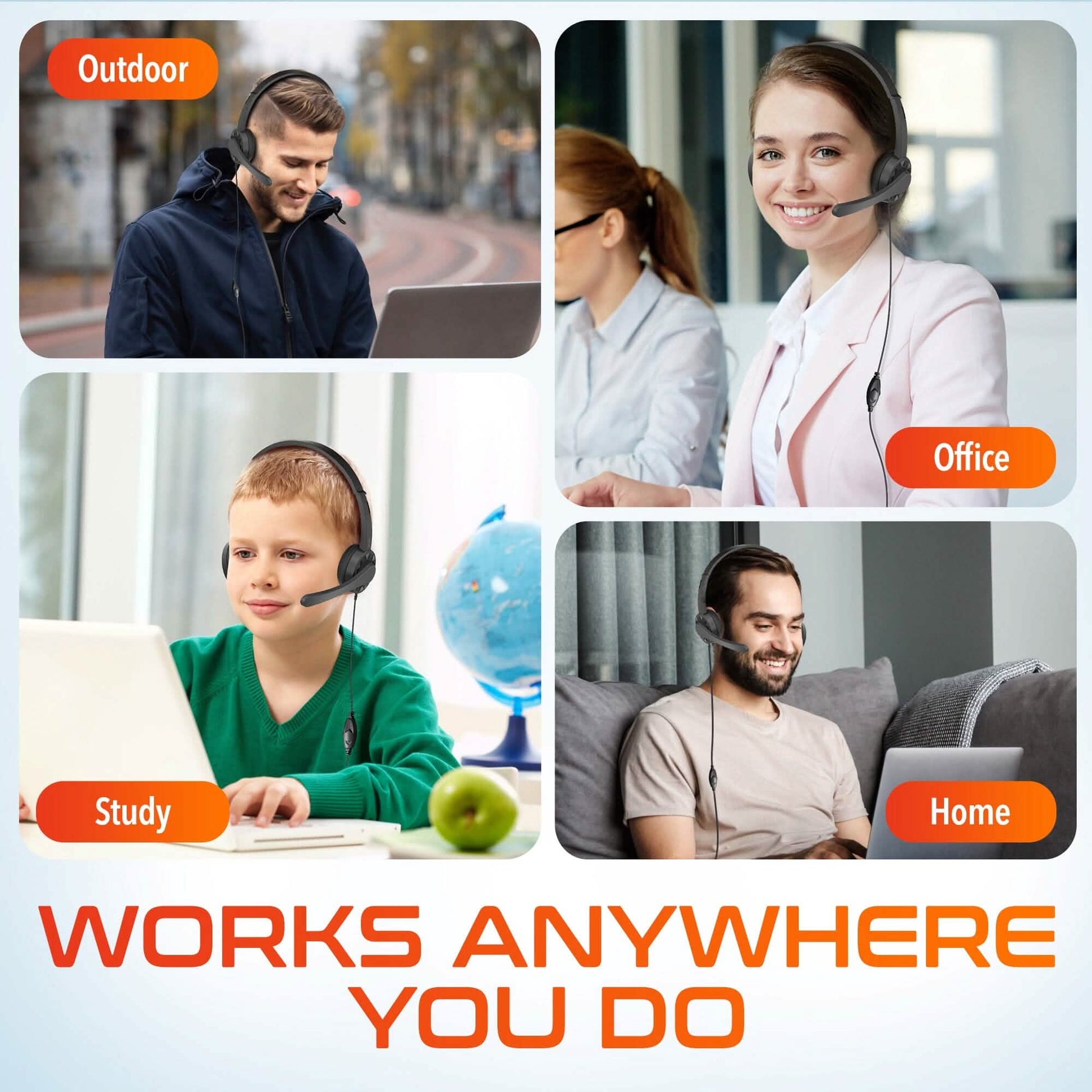 Delton 12Y USB Computer Headset with Microphone Noise Isolating Headphones In-Line Volume Control DailySale