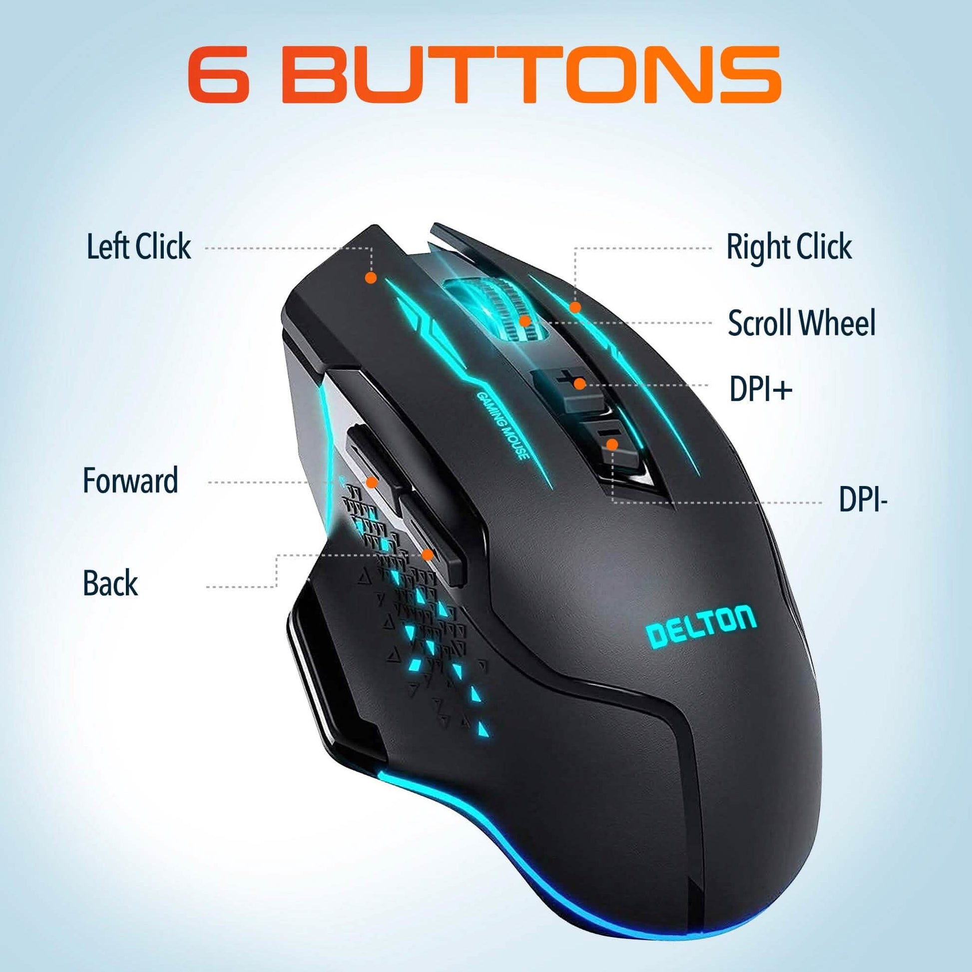 Delton G37 Rechargeable USB Ergonomic Wireless Gaming Mouse DailySale