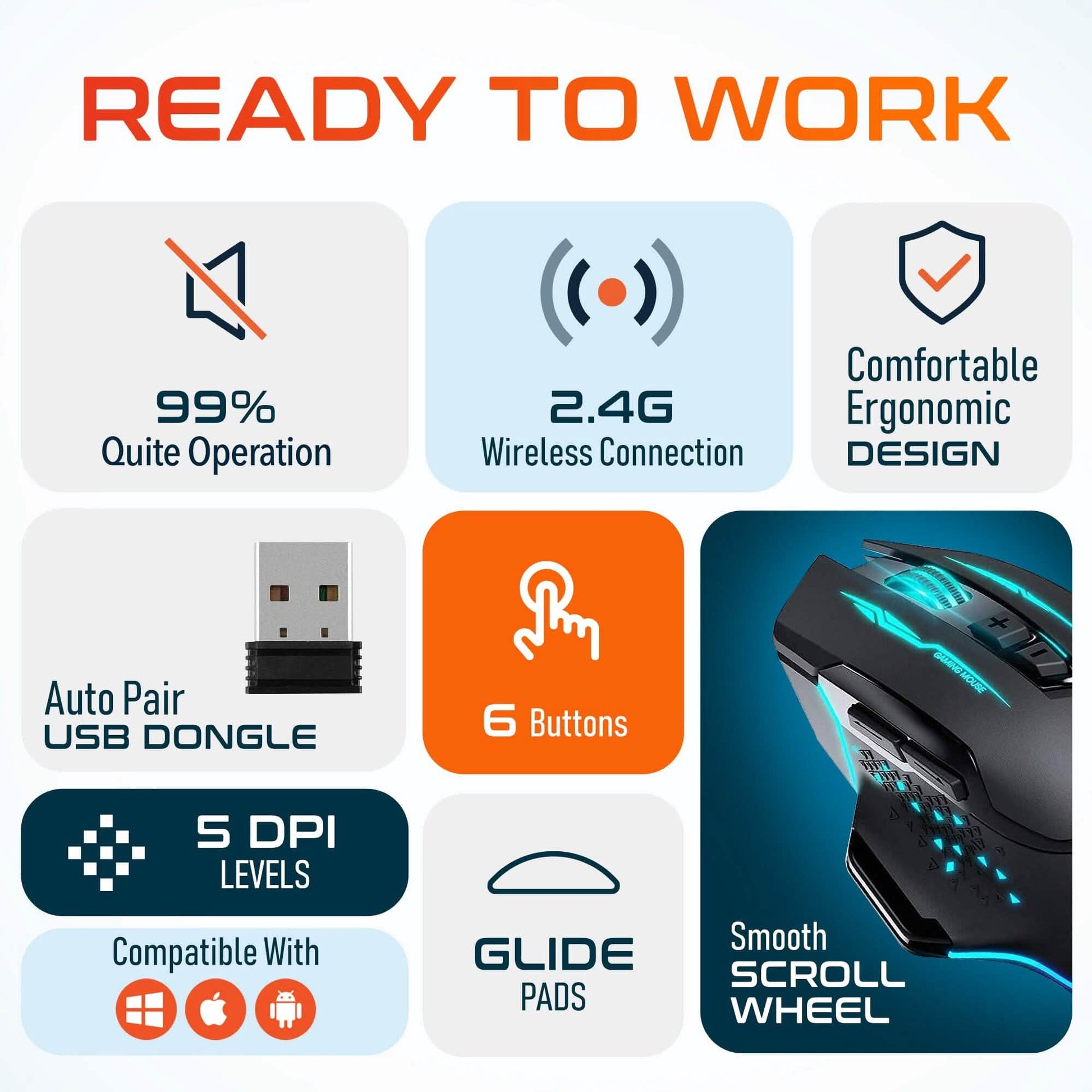 Delton G37 Rechargeable USB Ergonomic Wireless Gaming Mouse DailySale