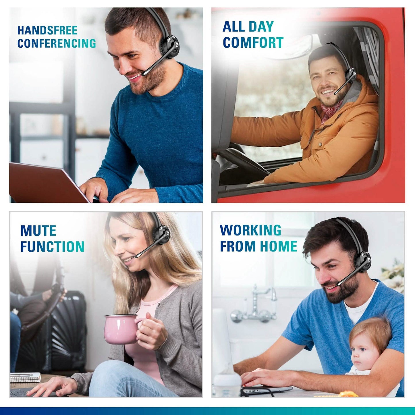 Delton Low Profile OTR Wireless Trucker Headset with Microphone DailySale