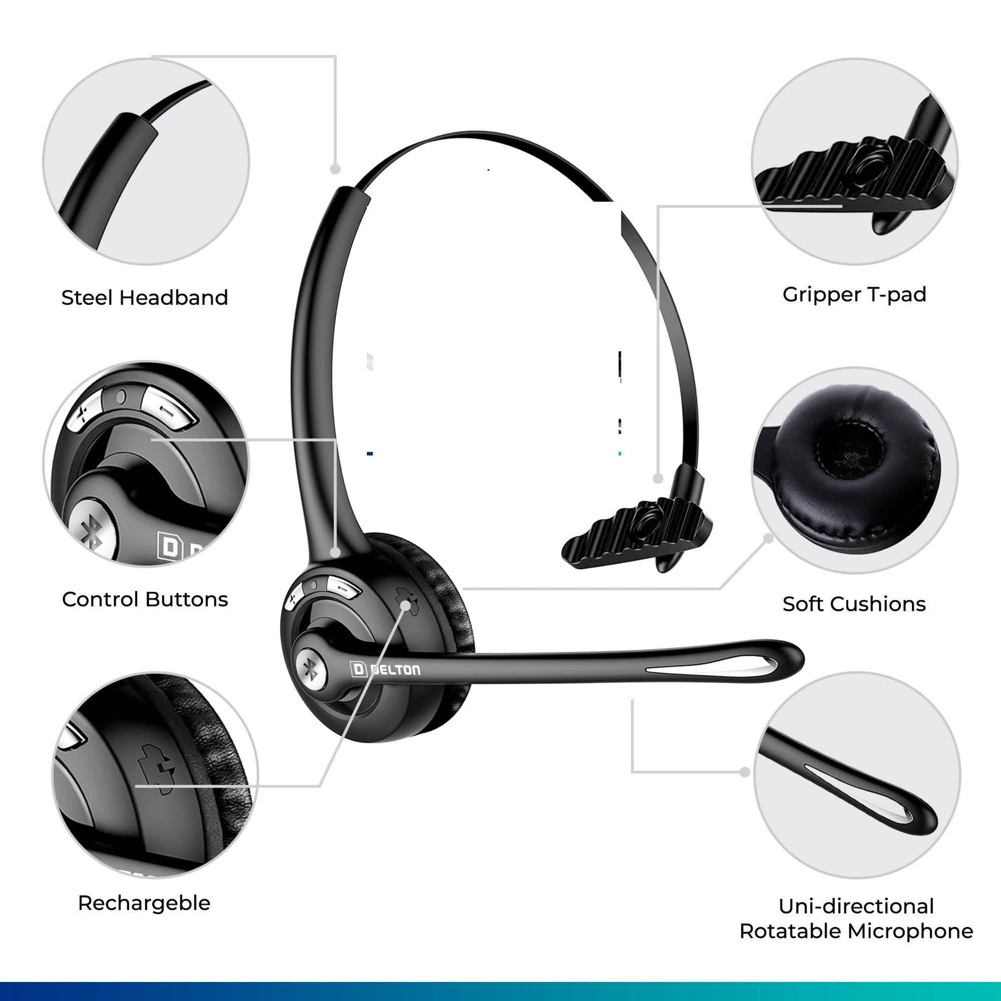 Delton Low Profile OTR Wireless Trucker Headset with Microphone DailySale