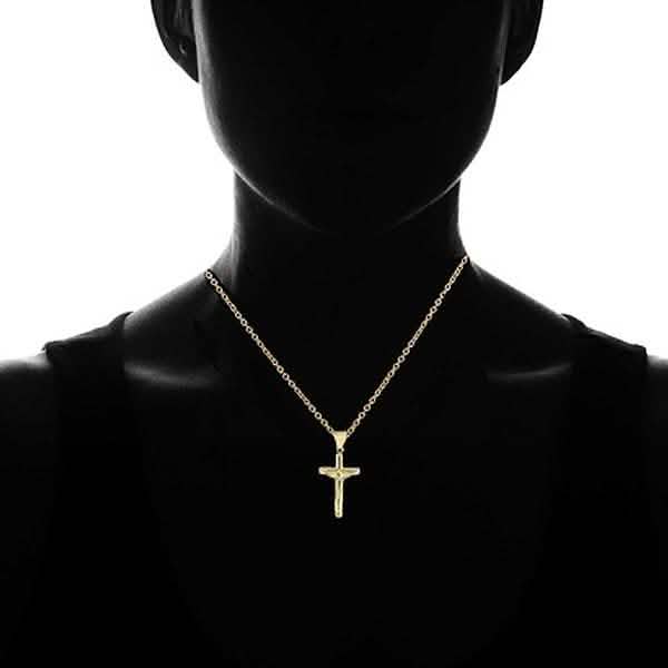 Diamond Cut Cross Necklace in Solid 10K Yellow Gold DailySale