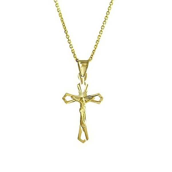 Diamond Cut Cross Necklace in Solid 10K Yellow Gold DailySale