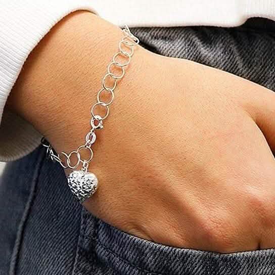Diamond Cut Heart Charm Bracelet DailySale