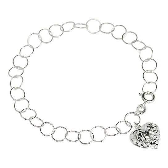 Diamond Cut Heart Charm Bracelet DailySale