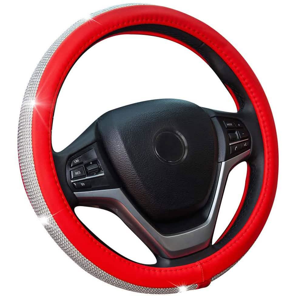 Diamond Leather Steering Wheel Cover with Bling Bling Crystal Rhinestones DailySale