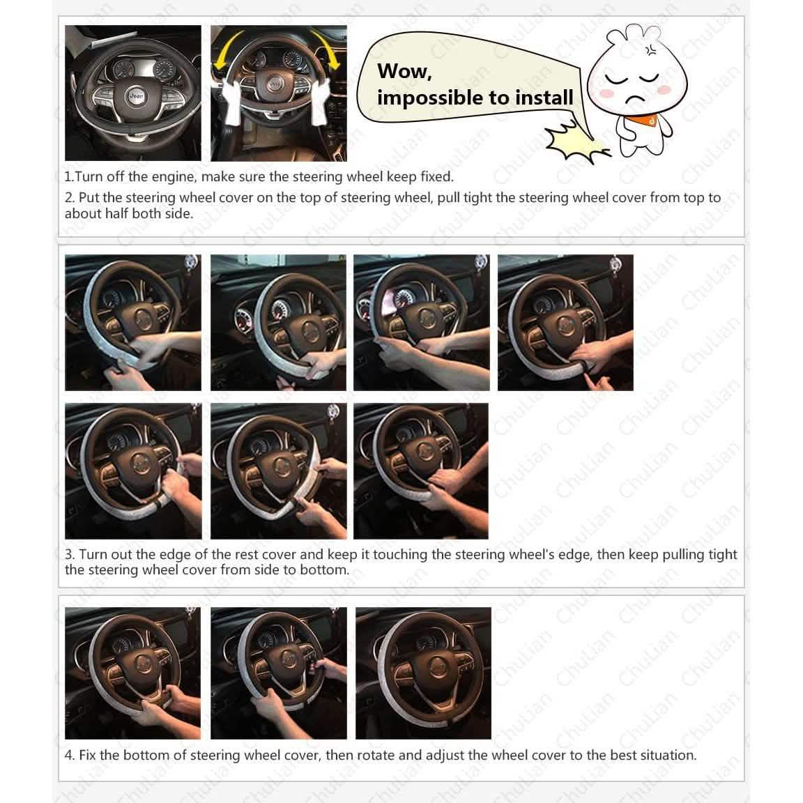 Diamond Leather Steering Wheel Cover with Bling Bling Crystal Rhinestones DailySale