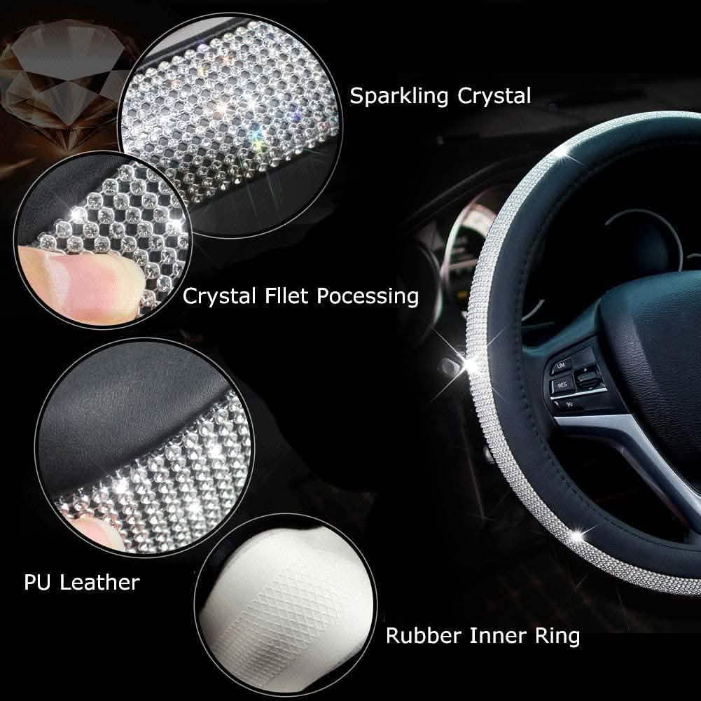 Diamond Leather Steering Wheel Cover with Bling Bling Crystal Rhinestones DailySale