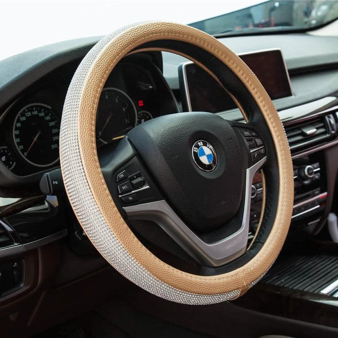 Diamond Leather Steering Wheel Cover with Bling Bling Crystal Rhinestones DailySale