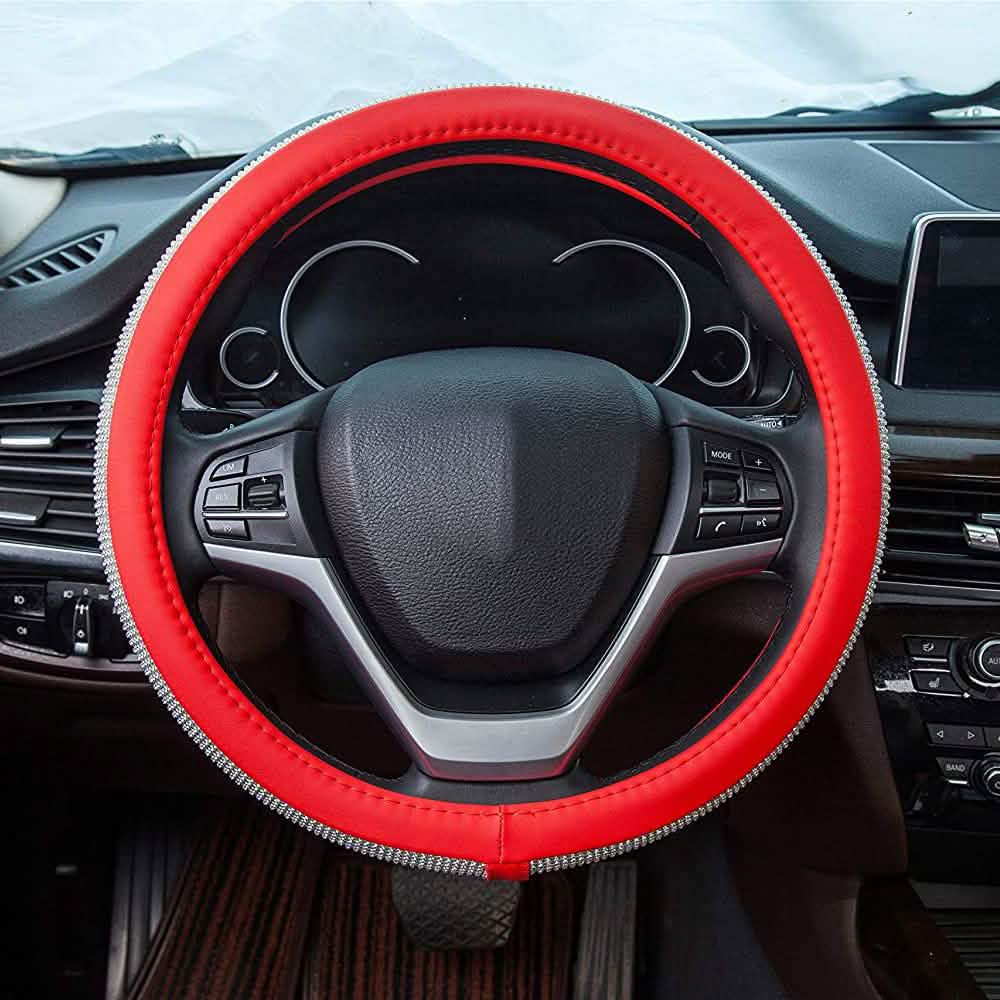 Diamond Leather Steering Wheel Cover with Bling Bling Crystal Rhinestones DailySale