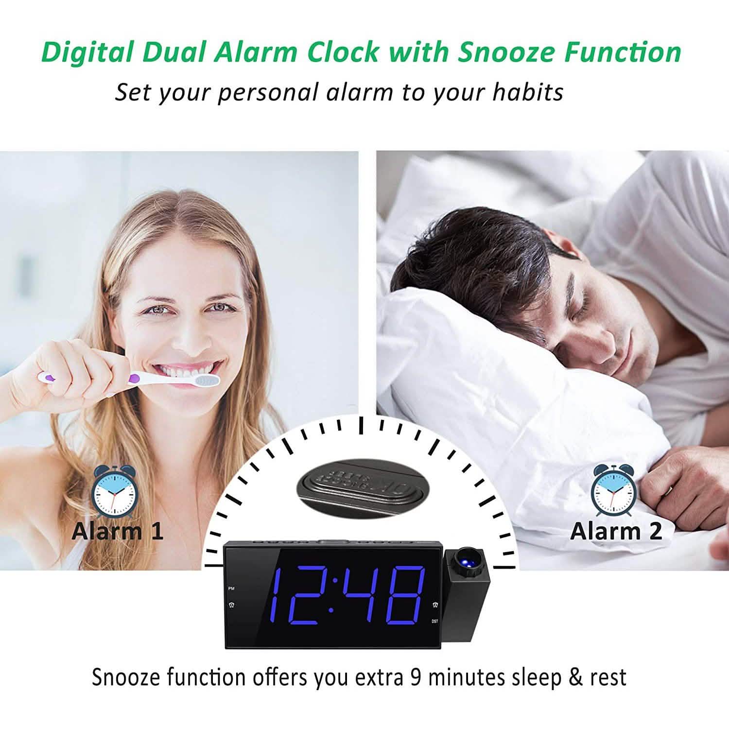 Digital Alarm Clock with Projection DailySale