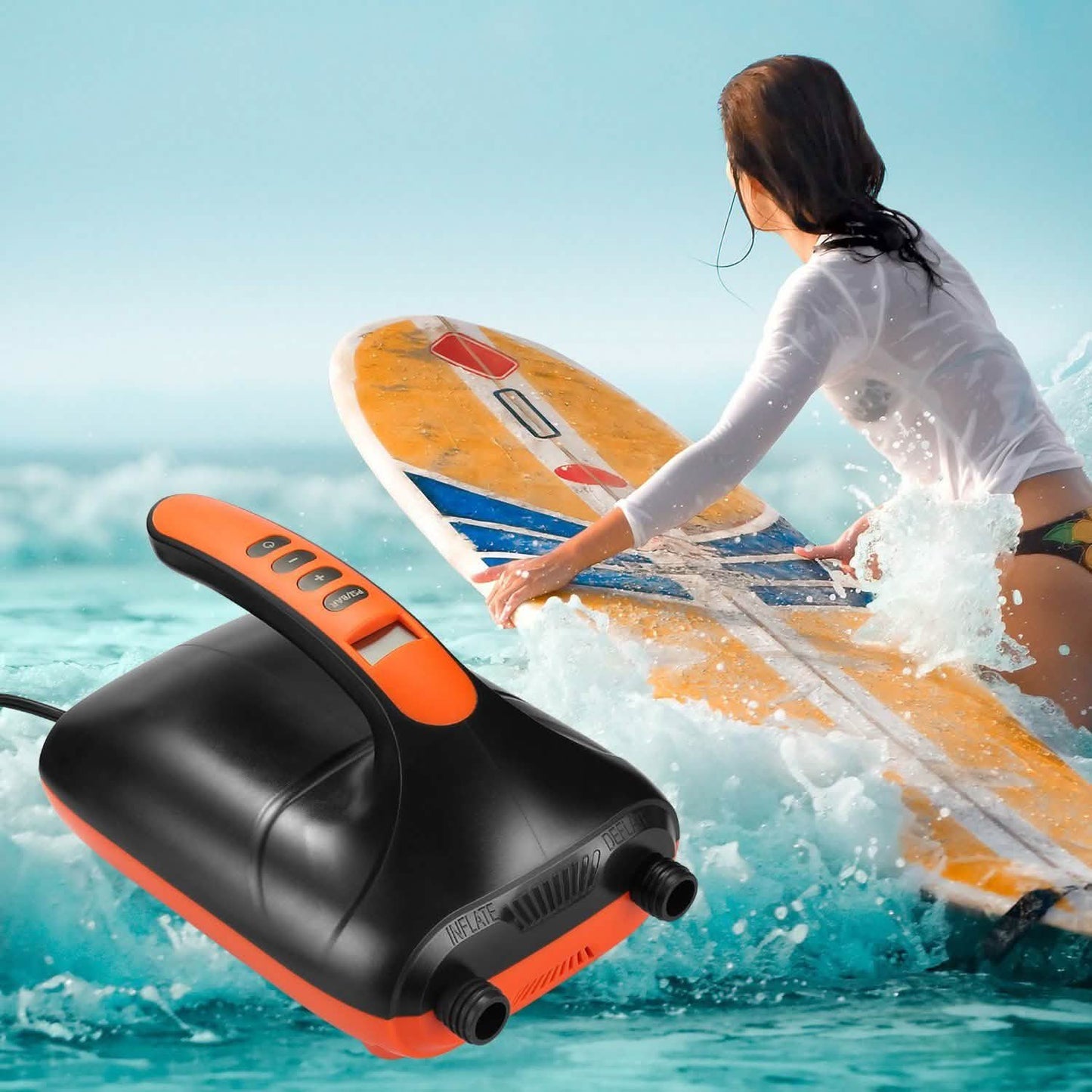 Digital Electric Air Pump Intelligent Dual Stage & Auto-Off Function for Paddle Boards Inflatable Boat Kayaks DailySale