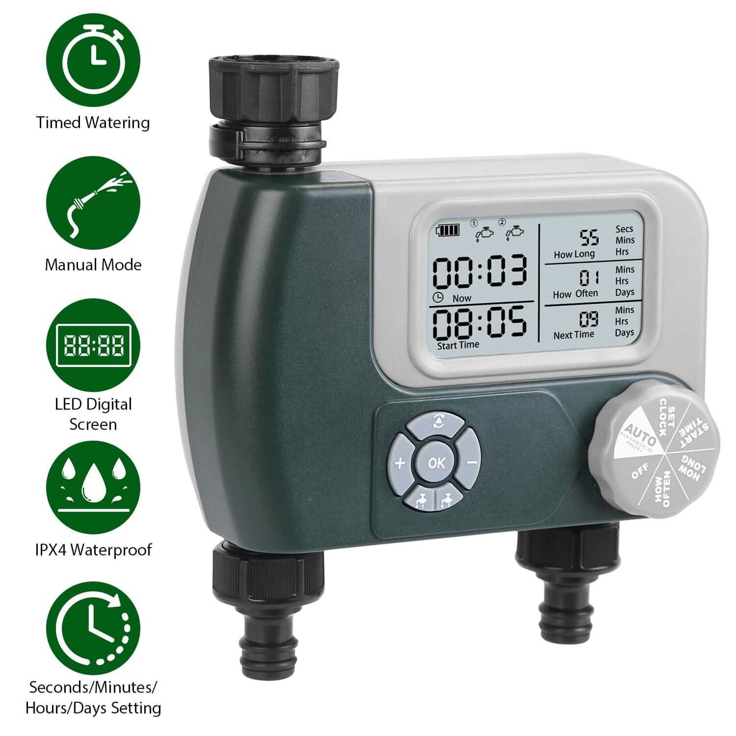 Digital Programmable Sprinkler Timer with 2 Outlet Zones DailySale