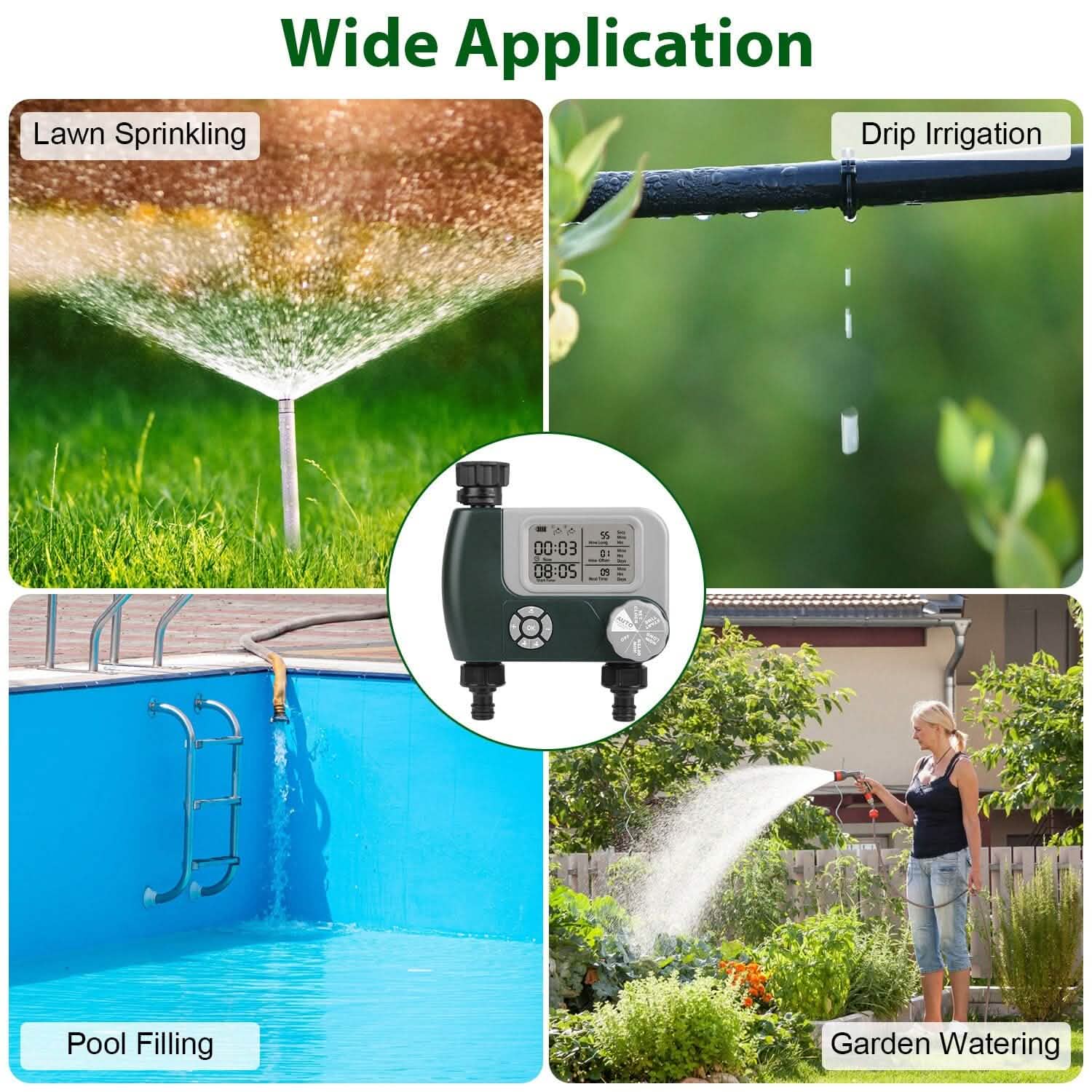 Digital Programmable Sprinkler Timer with 2 Outlet Zones DailySale