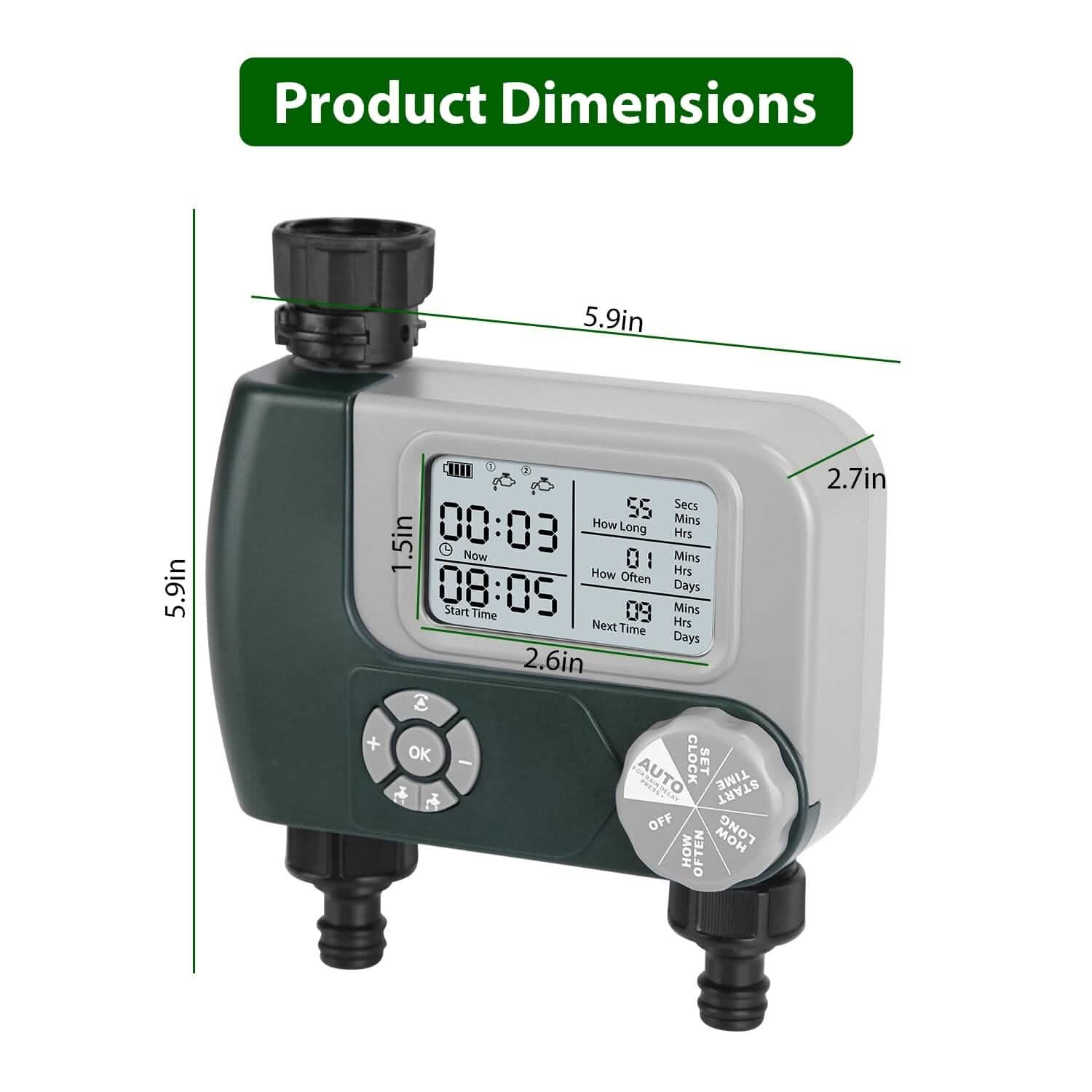 Digital Programmable Sprinkler Timer with 2 Outlet Zones DailySale
