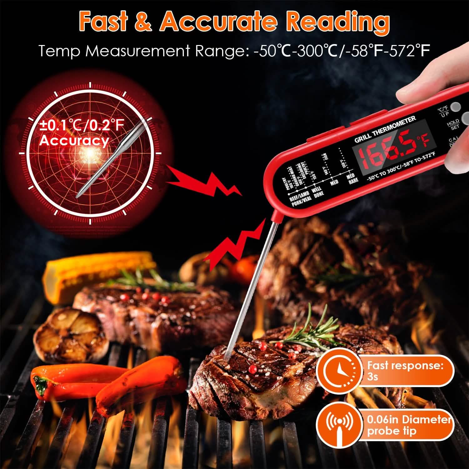 Digital Thermometer BBQ Meat Food Cooking Temperature Tester DailySale