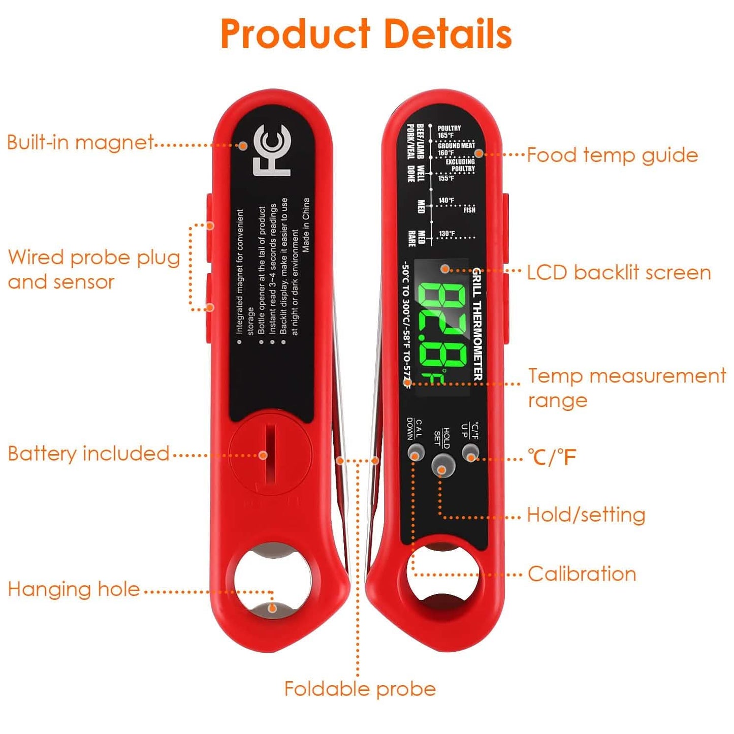 Digital Thermometer BBQ Meat Food Cooking Temperature Tester DailySale