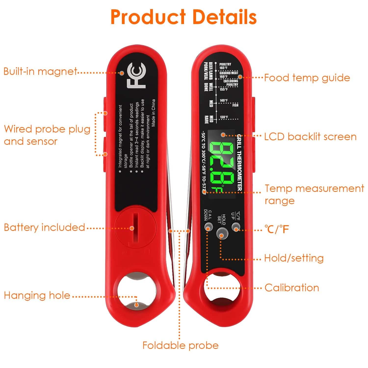 Digital Thermometer BBQ Meat Food Cooking Temperature Tester DailySale