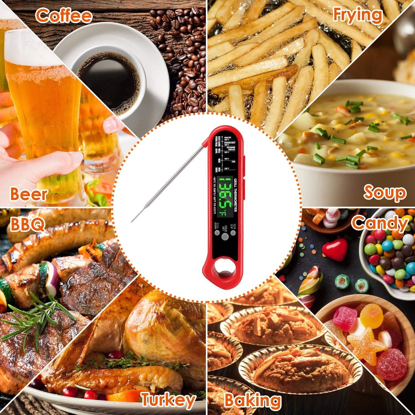 Digital Thermometer BBQ Meat Food Cooking Temperature Tester DailySale