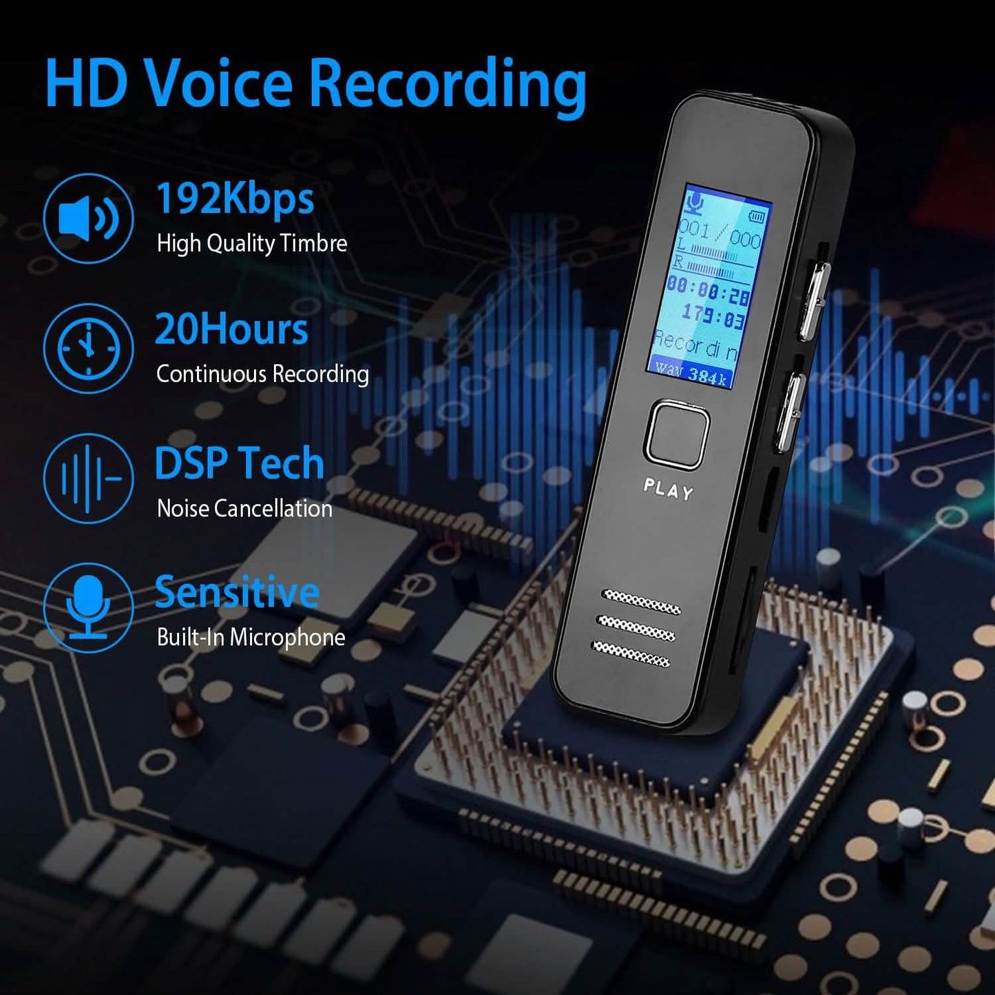 Digital Voice Recorder 32GB HD Sound Audio Recorder DailySale
