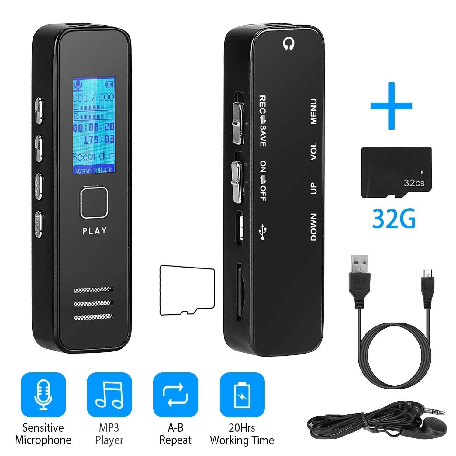 Digital Voice Recorder 32GB HD Sound Audio Recorder DailySale