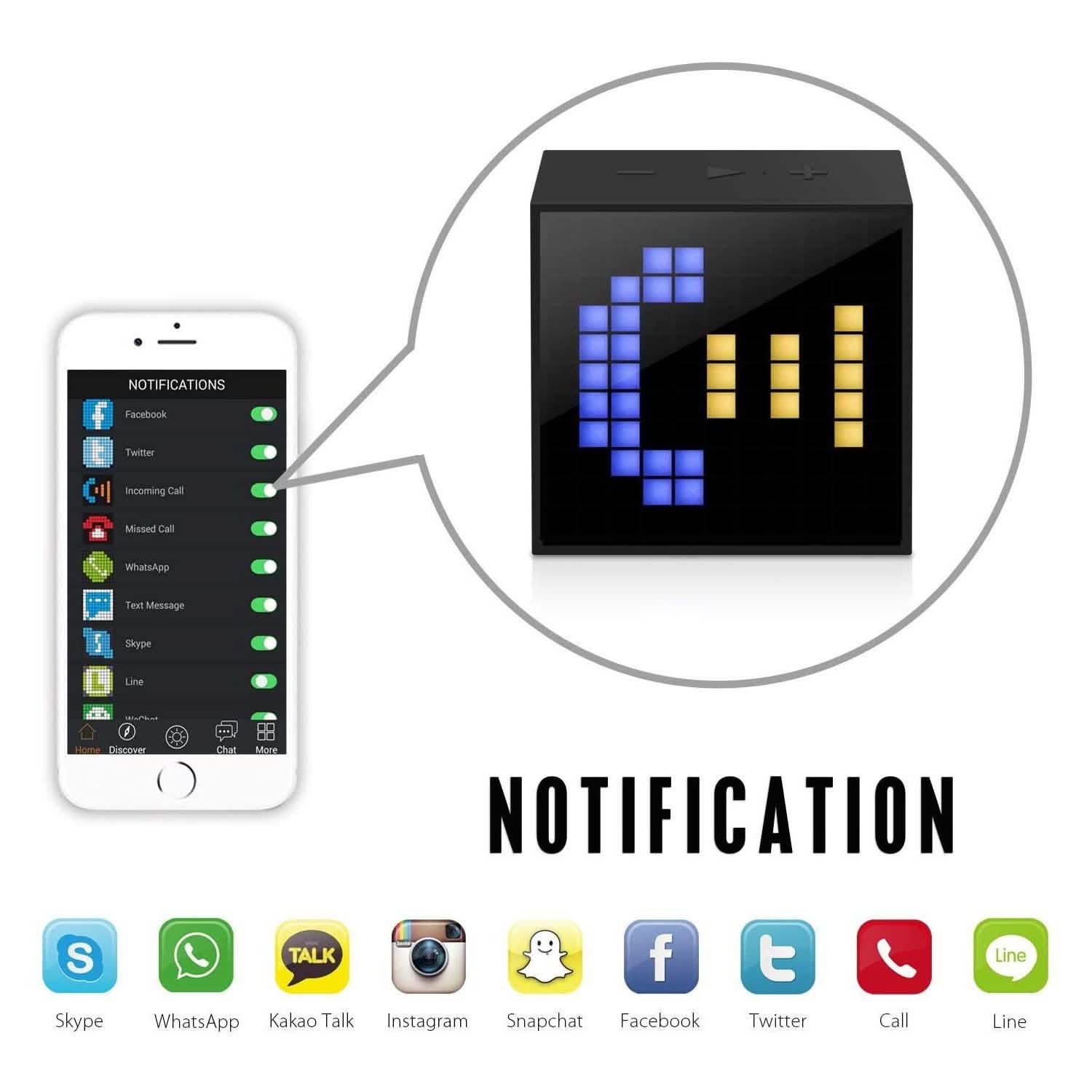 Divoom Timebox Mini Intelligent LED Light Bluetooth Speaker & Alarm w/App-Controlled DailySale