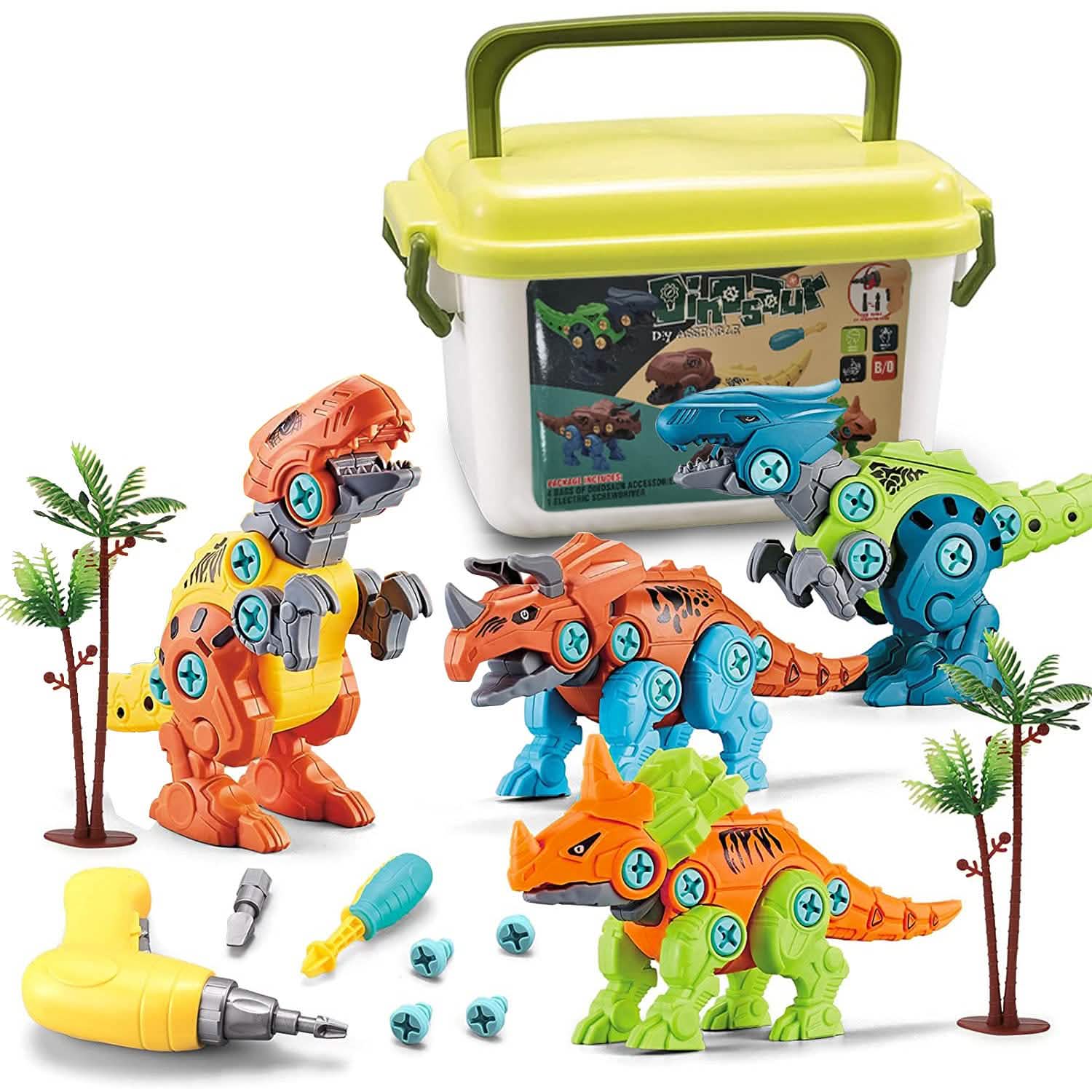 DIY Dinosaur Construction Building Block Assembly Toys with Electric DailySale