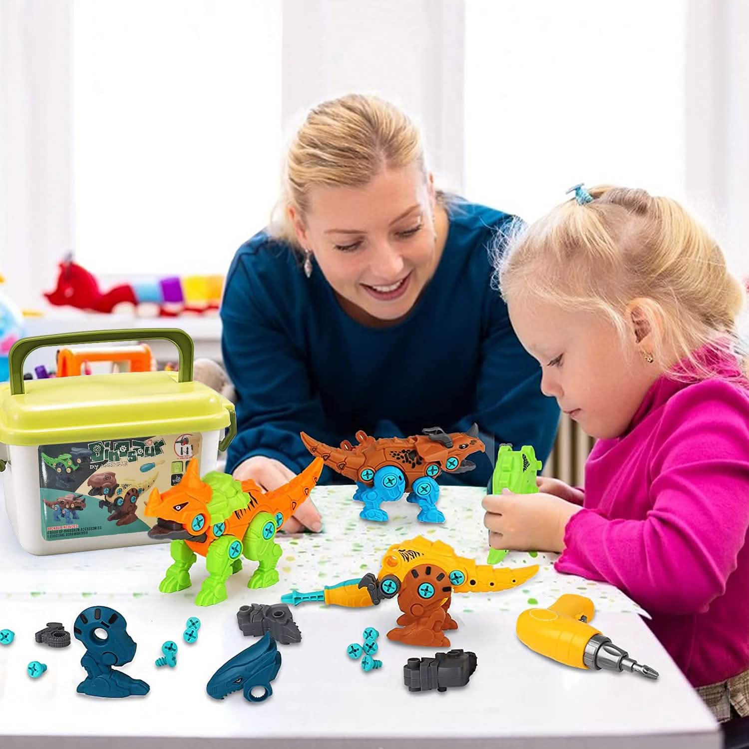 DIY Dinosaur Construction Building Block Assembly Toys with Electric DailySale