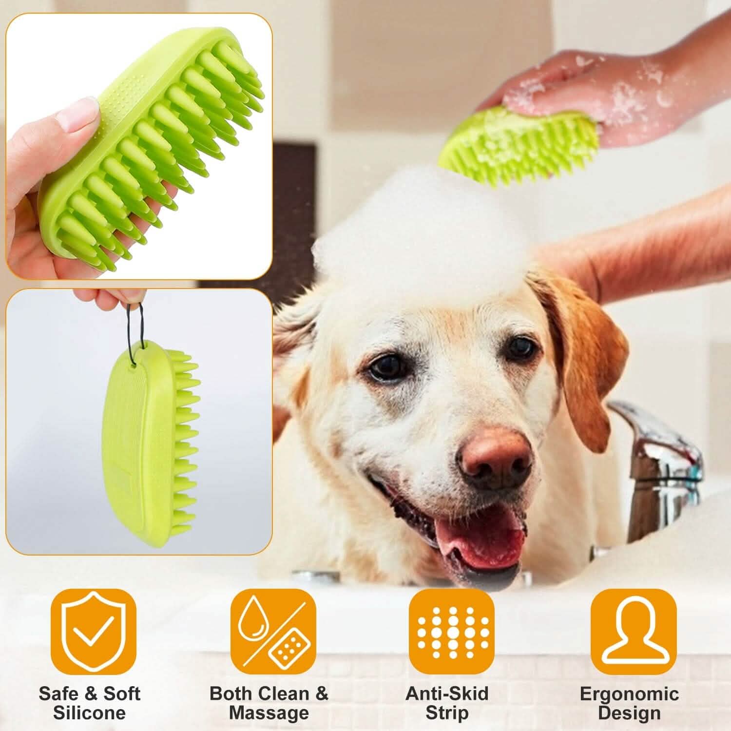 Dog Bath Brush Anti-Skid Pet Grooming Shower Silicone Massage Comb DailySale