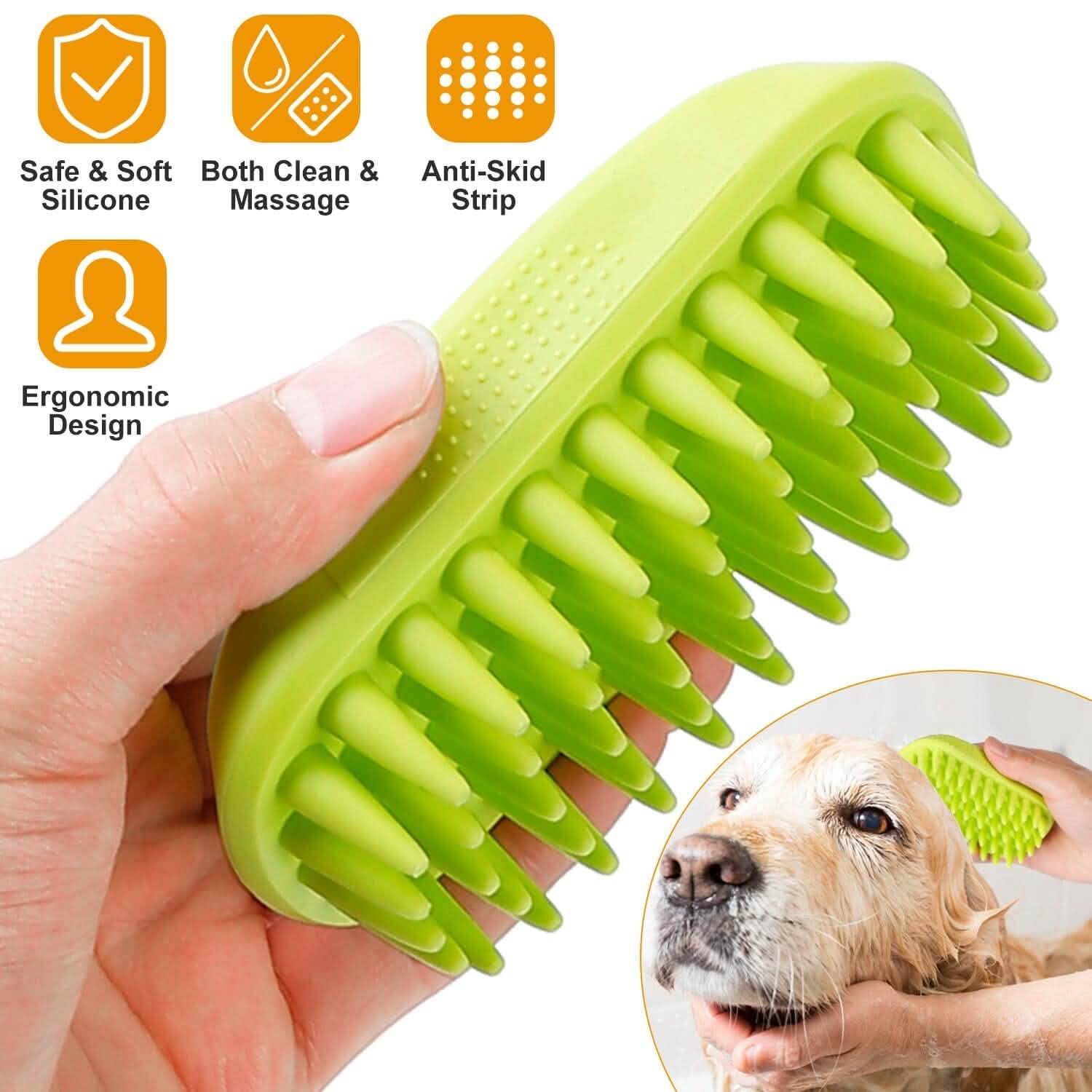 Dog Bath Brush Anti-Skid Pet Grooming Shower Silicone Massage Comb DailySale