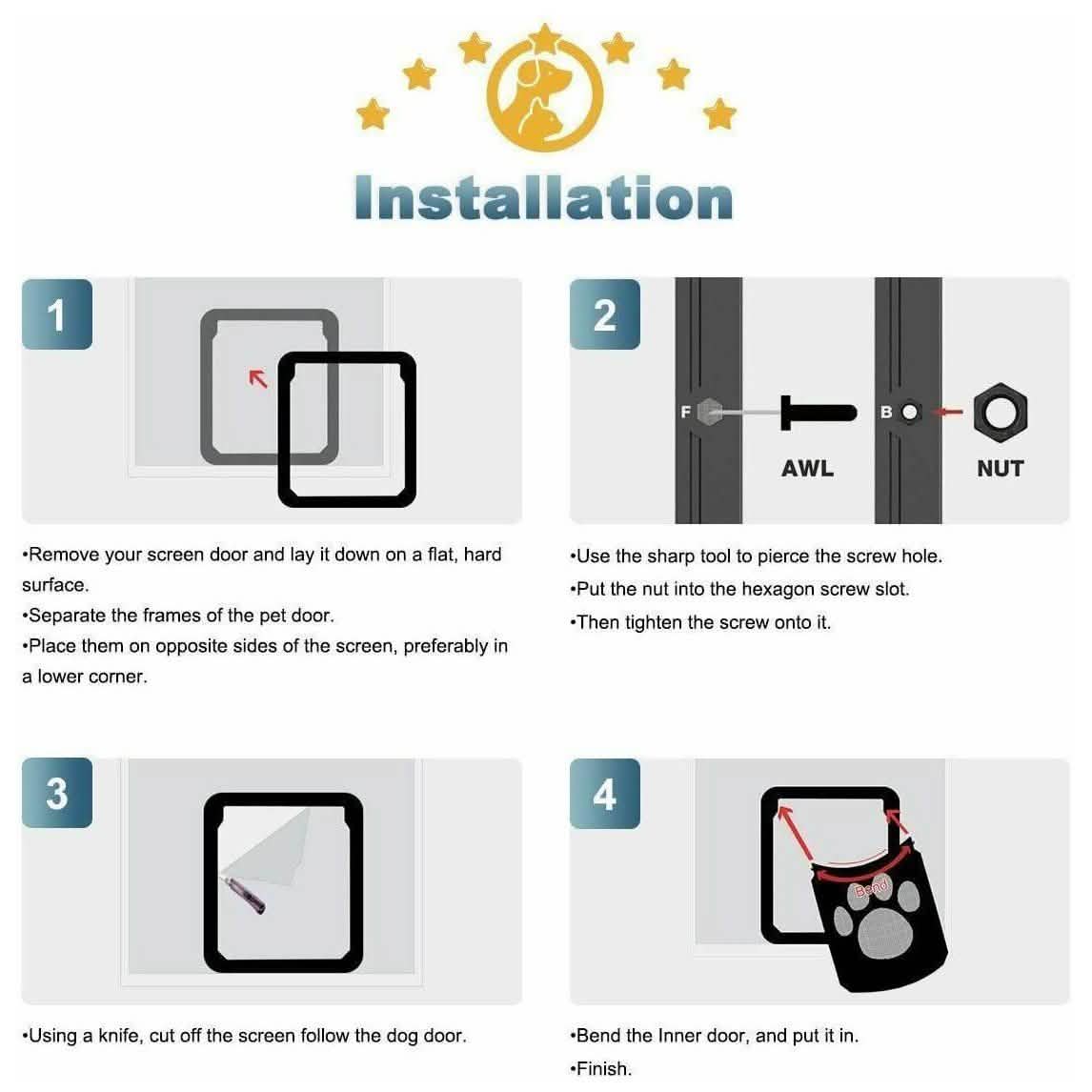 Dog or Cat Small Screen Locking Flap Door Magnetic Automatic Slide Protector DailySale