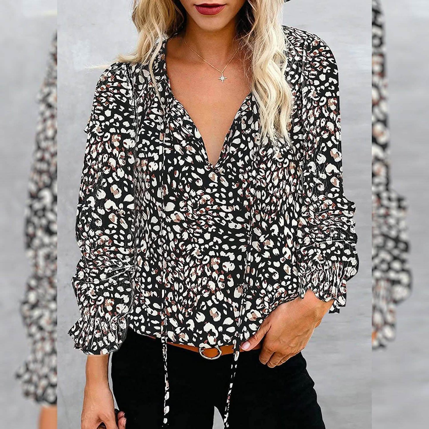 Dokotoo Women's Casual Boho Floral Printed V-Neck Top DailySale