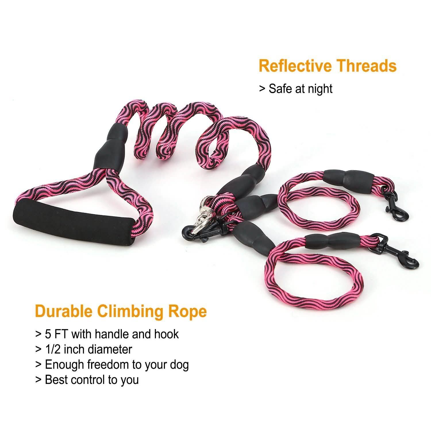 Double Dog Leash No-Tangle with Swivel Coupler Padded Handle DailySale
