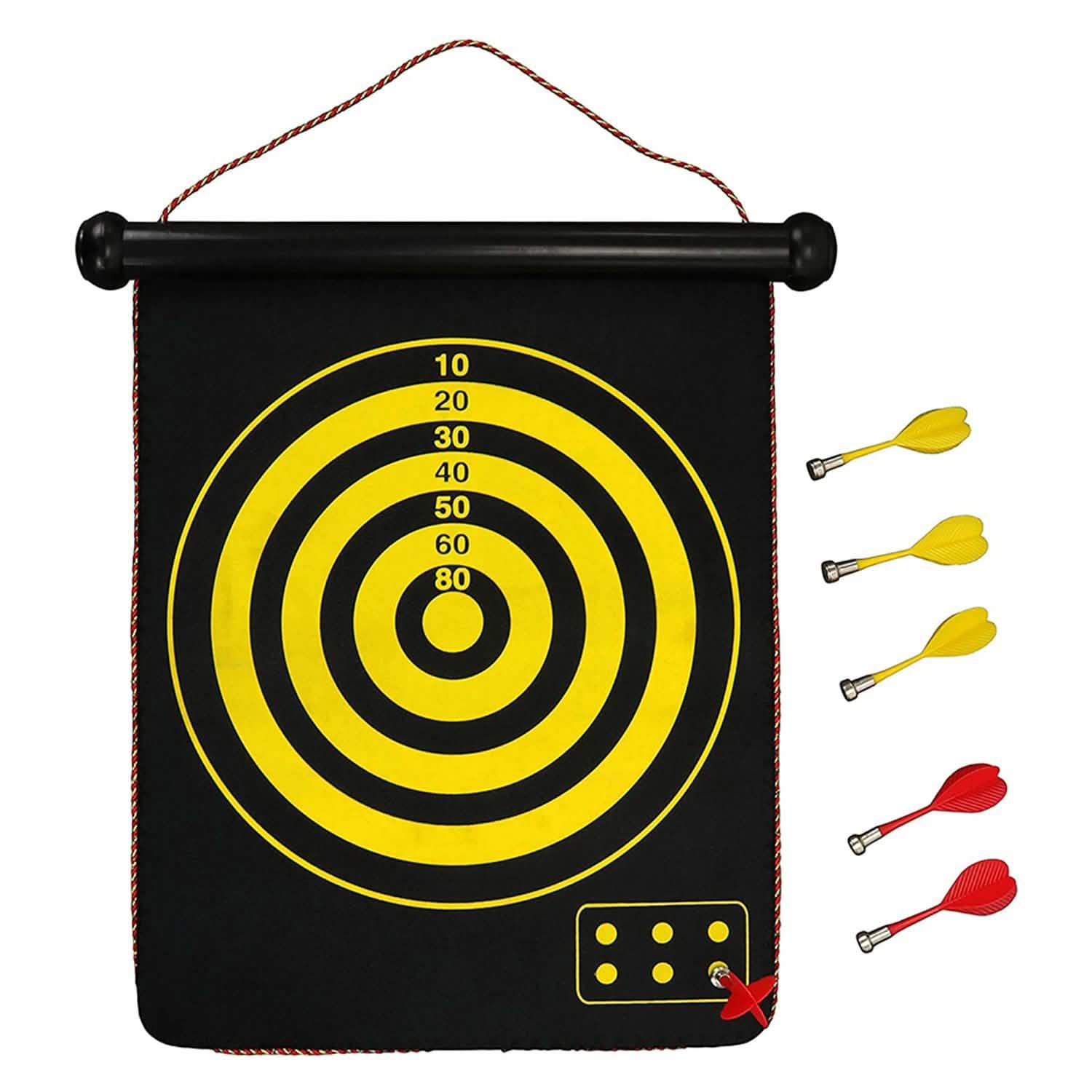 Double Sided Magnetic Roll-Up Dart Board and Bullseye Game DailySale