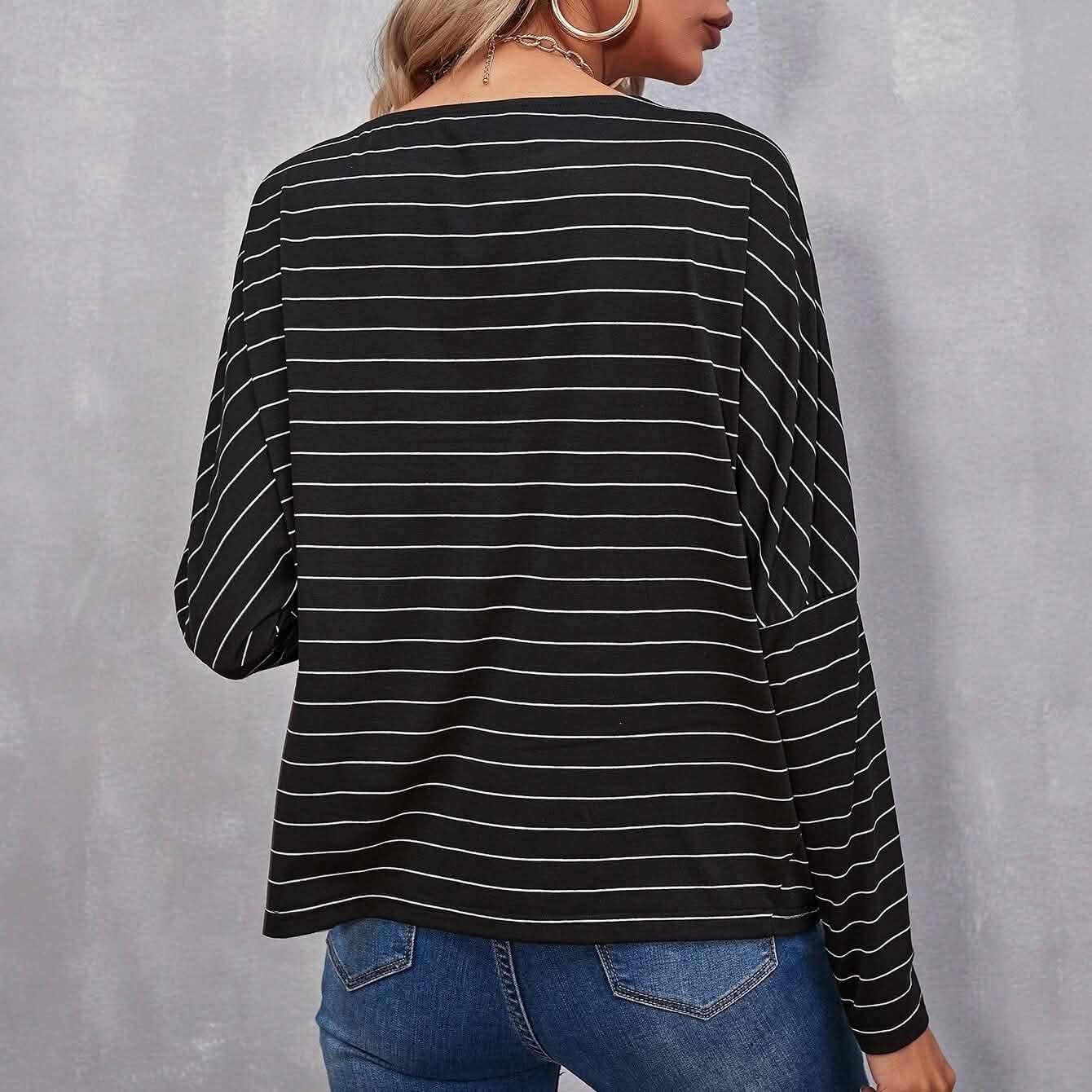 Drop Shoulder Striped Tee DailySale