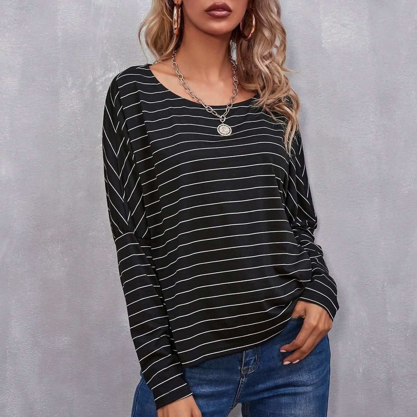 Drop Shoulder Striped Tee DailySale