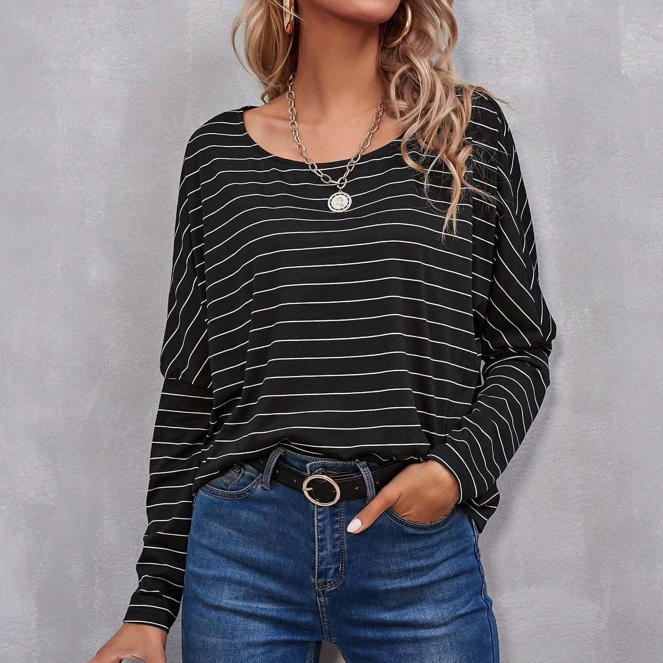 Drop Shoulder Striped Tee DailySale
