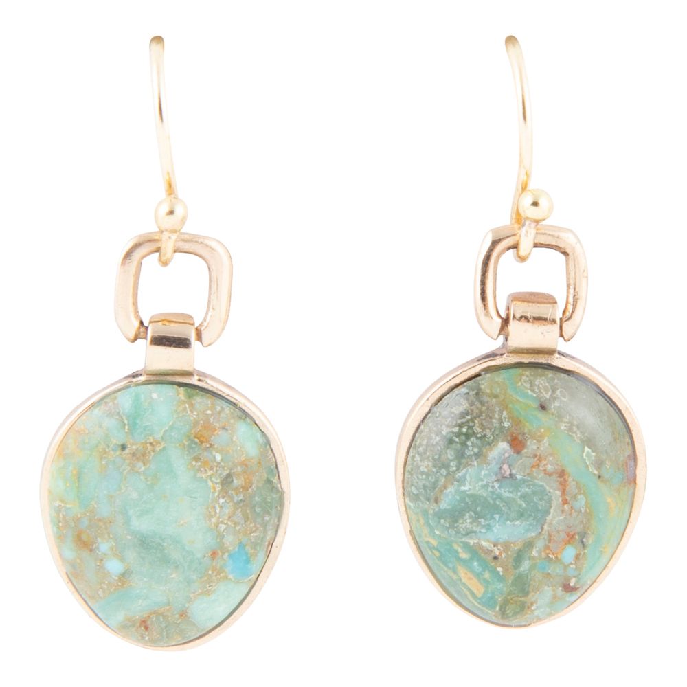 Drops of Blue Turquoise Golden Bronze Drop Earrings Barse Jewelry