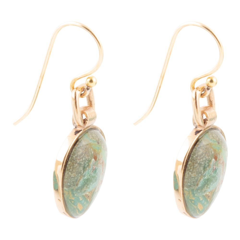 Drops of Blue Turquoise Golden Bronze Drop Earrings Barse Jewelry