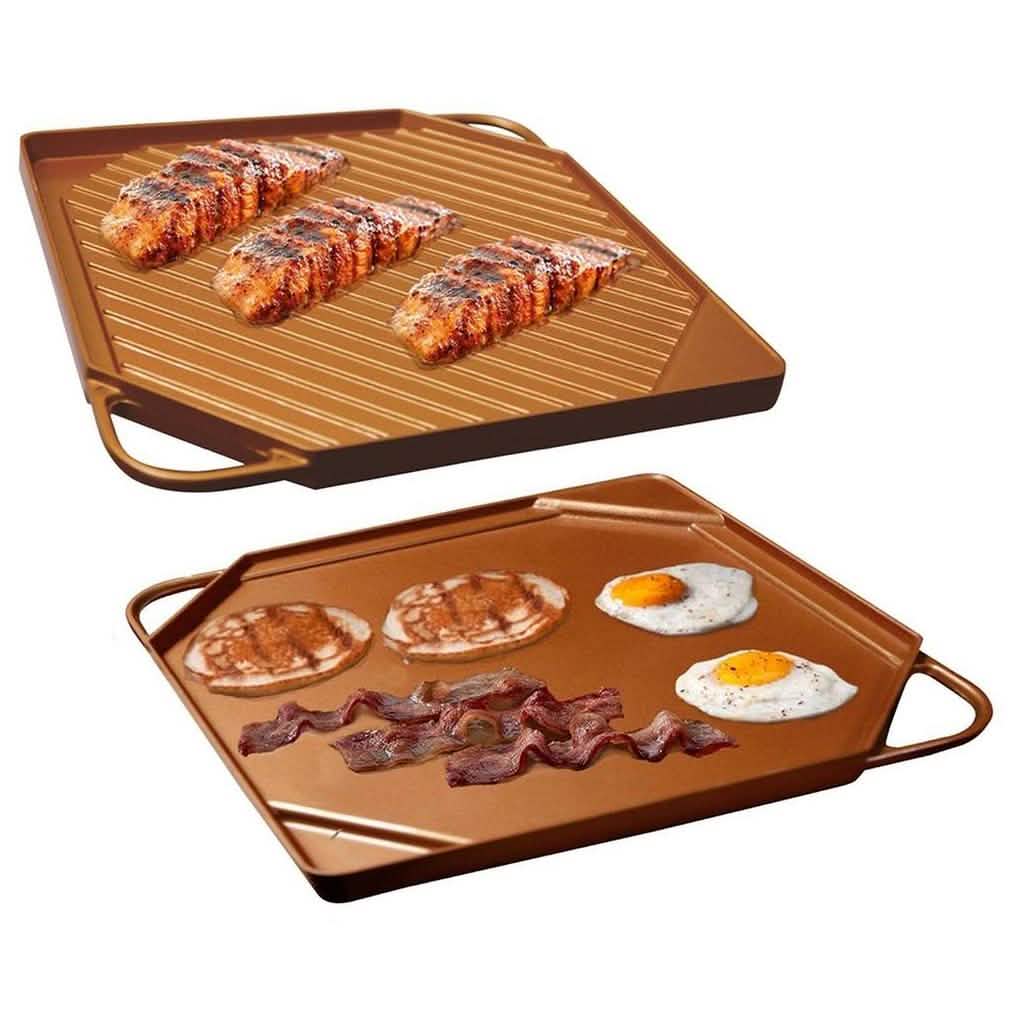 Dual-Sided Copper Griddle and Grill Pan DailySale