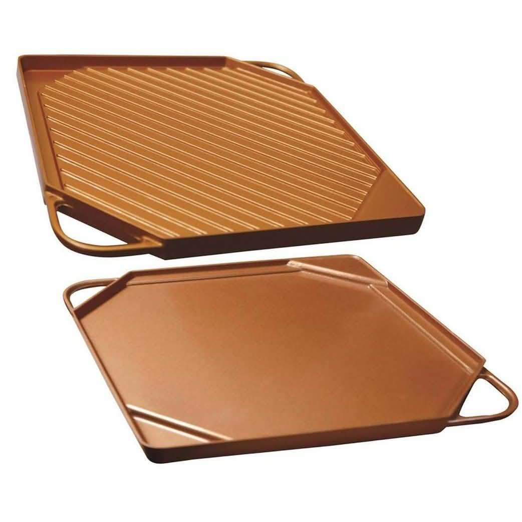 Dual-Sided Copper Griddle and Grill Pan DailySale