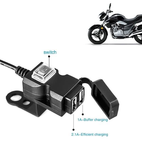 Dual USB Port 9-24V Waterproof Motorbike Motorcycle Handlebar Charger Adapter DailySale