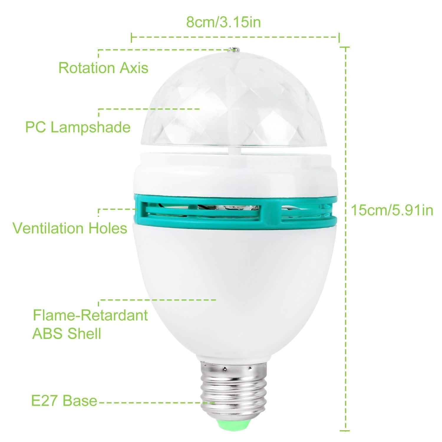 E27 3W Rotating RGB LED Light Bulb DailySale