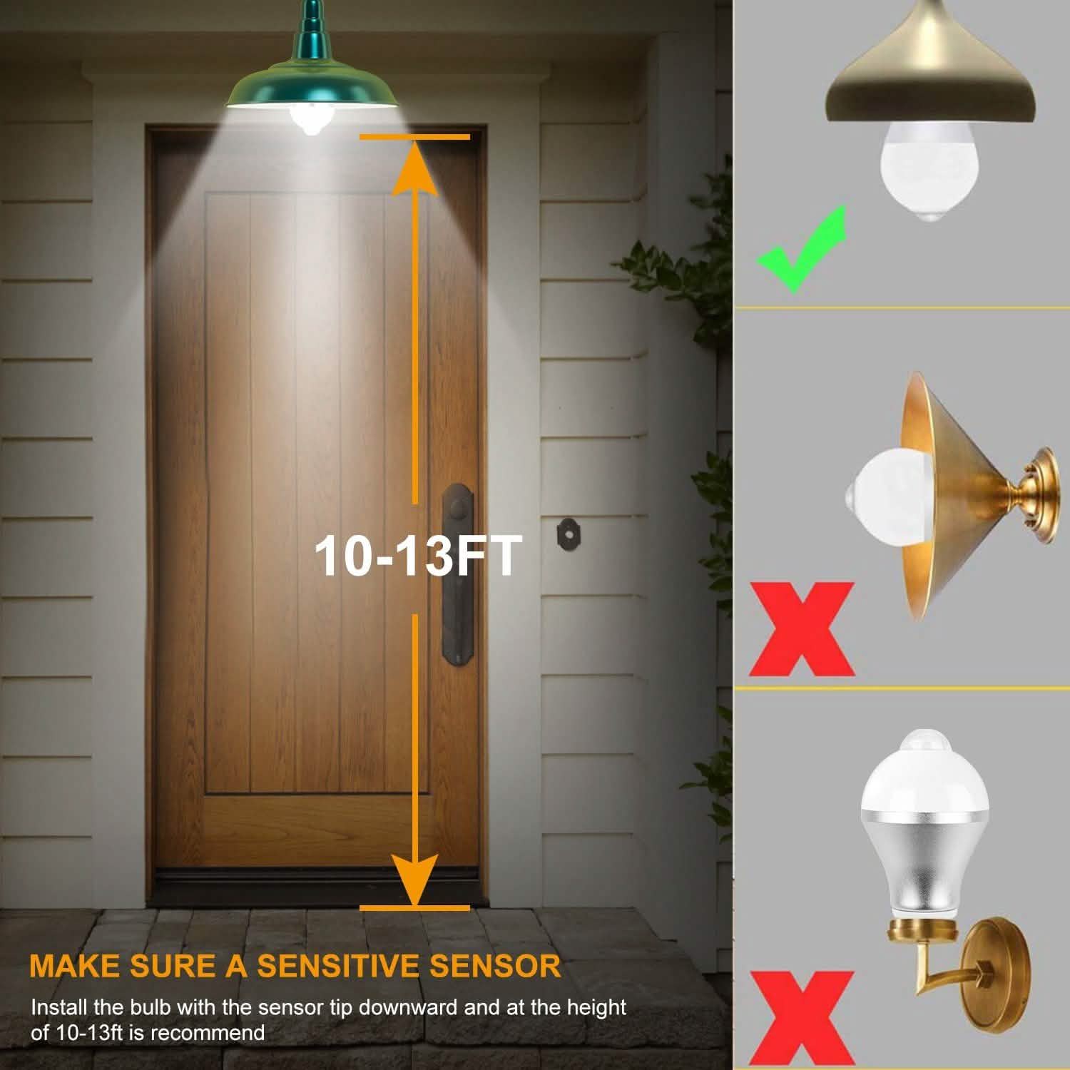 E27 Motion Sensor Light Bulb 1000LM 6500K Dust to Dawn Automatic DailySale