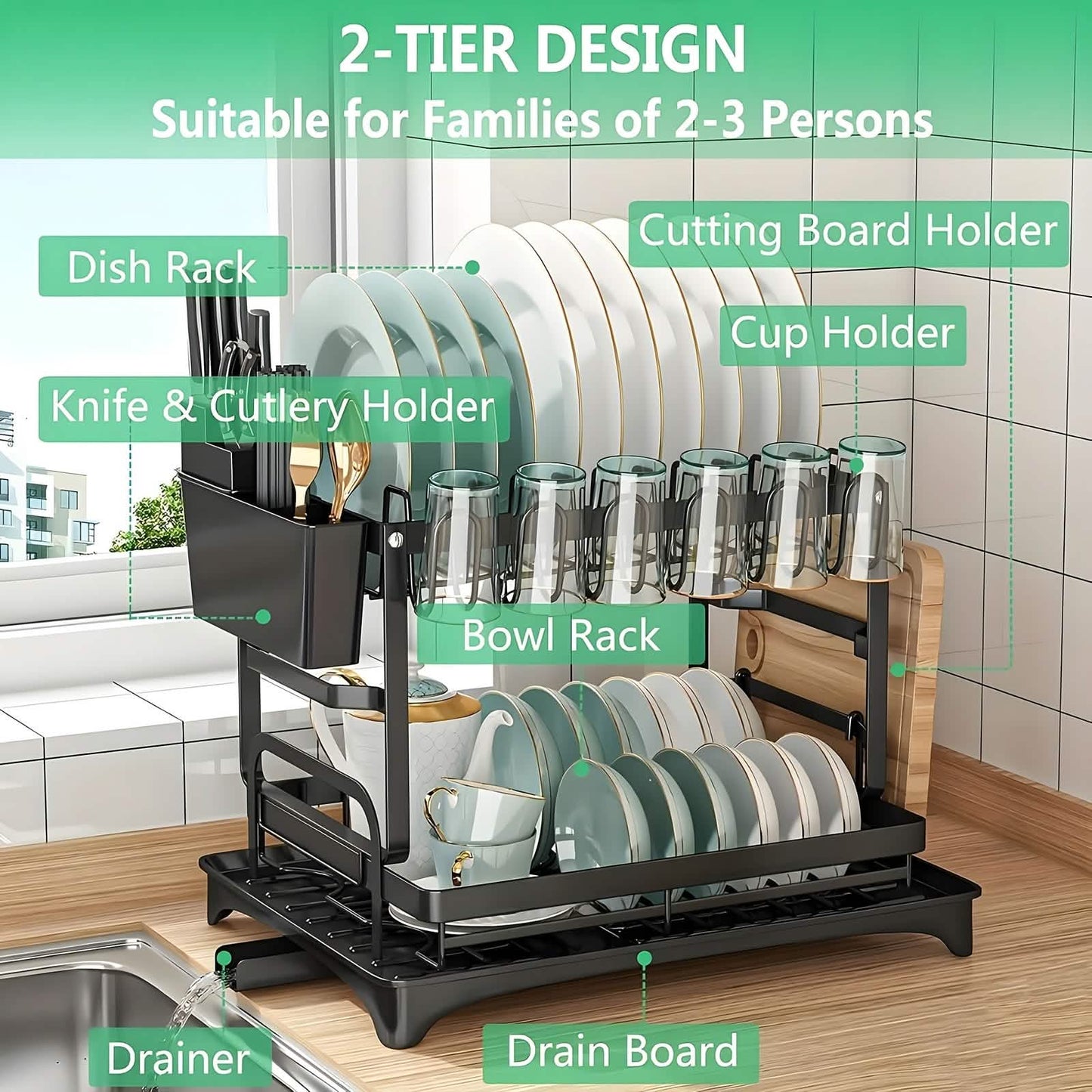 Black Metal Dish Rack – 2-Layer / 3-Layer DailySale