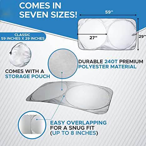 EcoNour Car Windshield Sun Shade with Storage Pouch DailySale