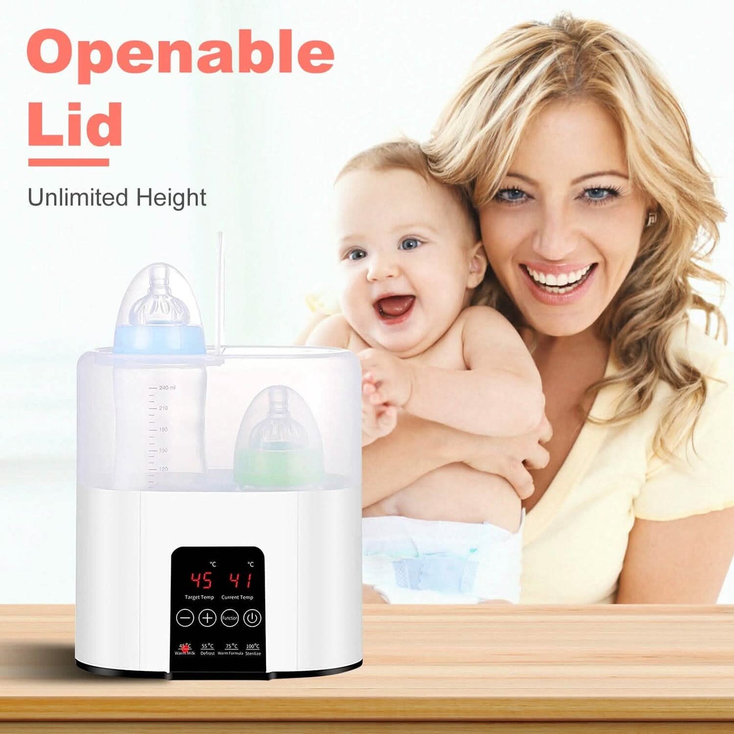 Electric Baby Milk Bottle Warmer Fit with 4 Heating Modes Adjustable Temperature Display Screen DailySale