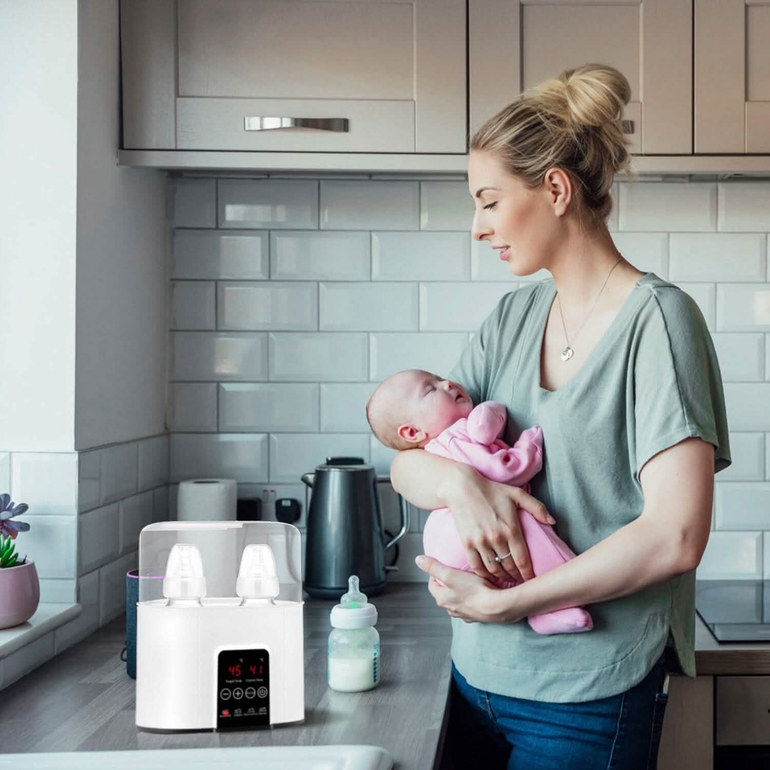 Electric Baby Milk Bottle Warmer Fit with 4 Heating Modes Adjustable Temperature Display Screen DailySale