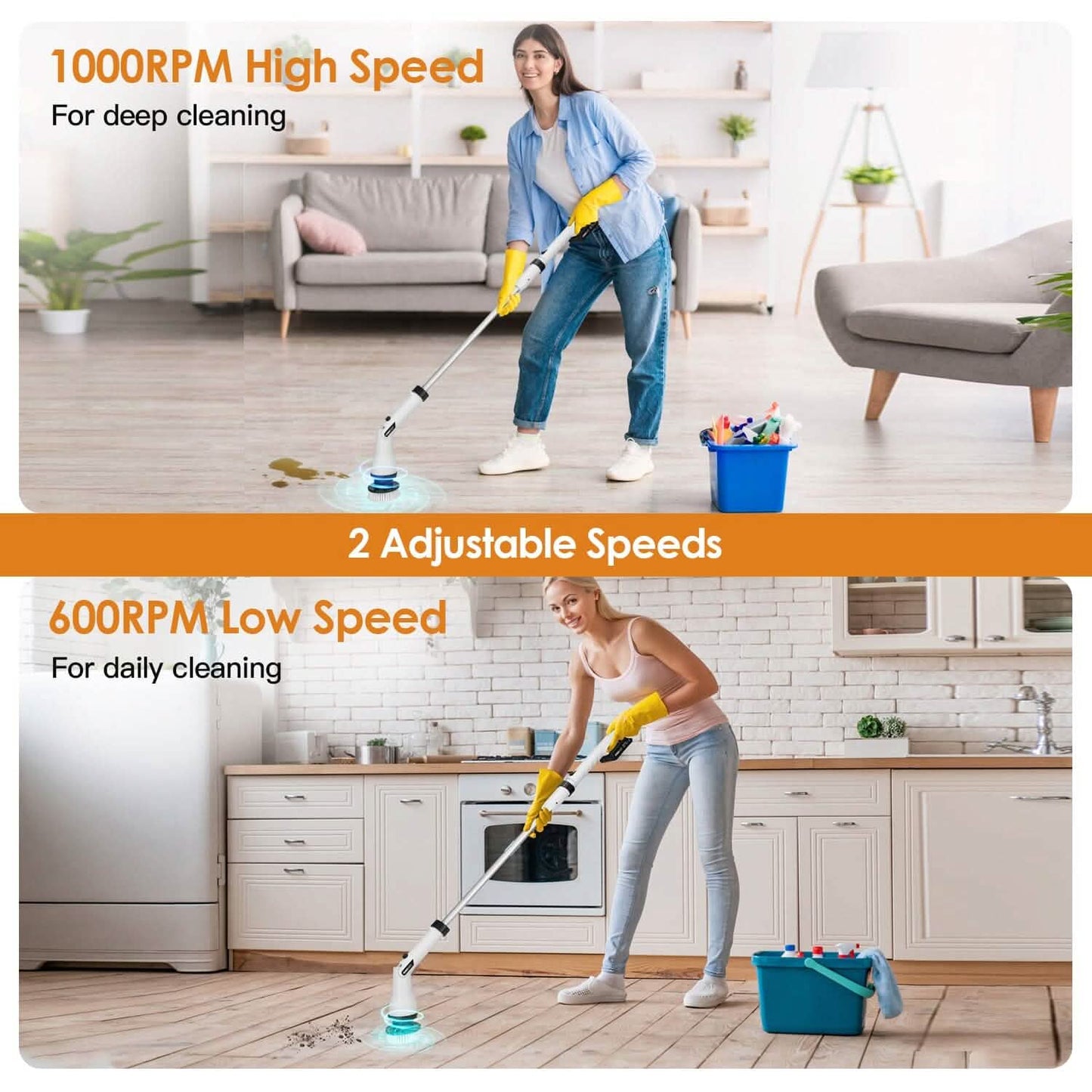 Electric Cordless Spin Scrubber Cleaning Brush with 4 Replaceable Heads DailySale
