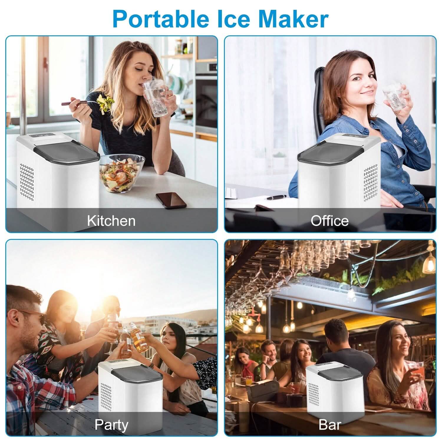 Electric Countertop Ice Make with Ice Scoop Basket Self Cleaning DailySale